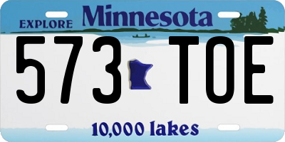 MN license plate 573TOE