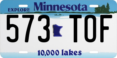 MN license plate 573TOF
