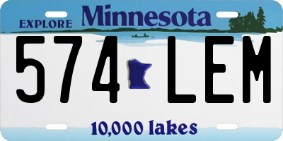 MN license plate 574LEM