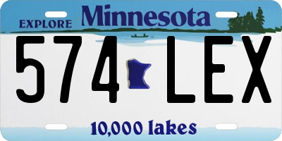 MN license plate 574LEX