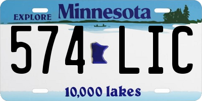 MN license plate 574LIC