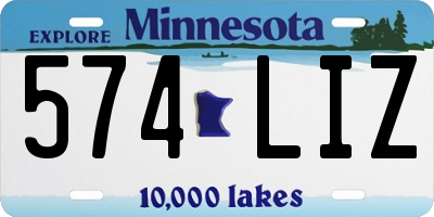 MN license plate 574LIZ