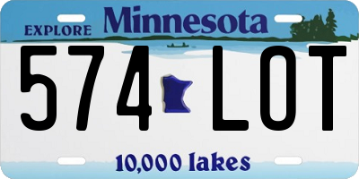 MN license plate 574LOT