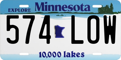 MN license plate 574LOW