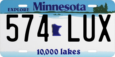 MN license plate 574LUX
