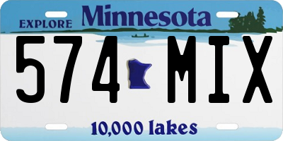 MN license plate 574MIX