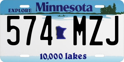 MN license plate 574MZJ