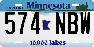 MN license plate 574NBW