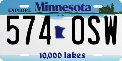 MN license plate 574OSW