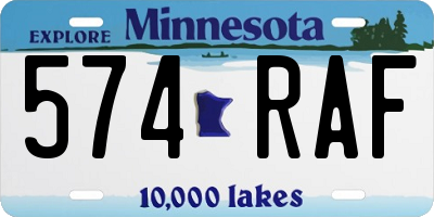 MN license plate 574RAF
