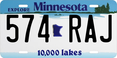 MN license plate 574RAJ