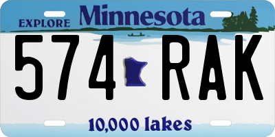 MN license plate 574RAK