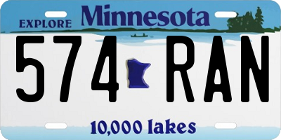 MN license plate 574RAN