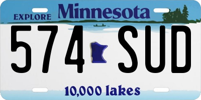 MN license plate 574SUD