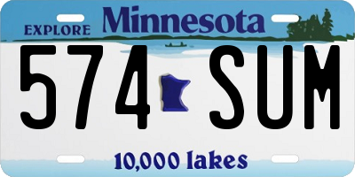 MN license plate 574SUM