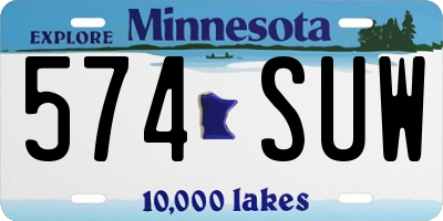 MN license plate 574SUW