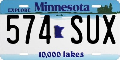 MN license plate 574SUX