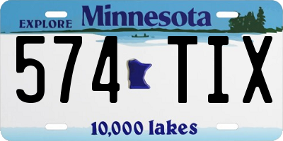MN license plate 574TIX