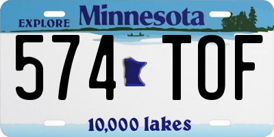MN license plate 574TOF