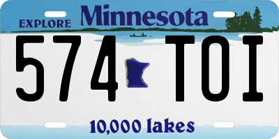 MN license plate 574TOI