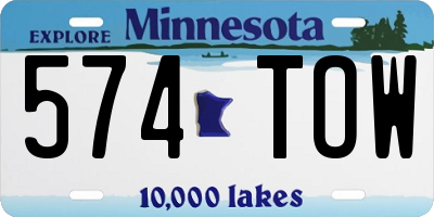 MN license plate 574TOW