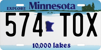 MN license plate 574TOX