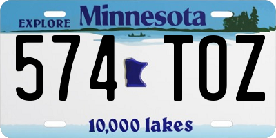 MN license plate 574TOZ