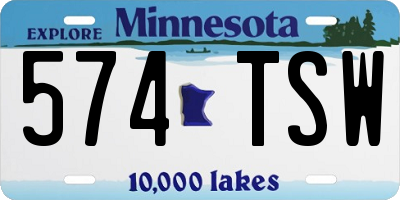 MN license plate 574TSW