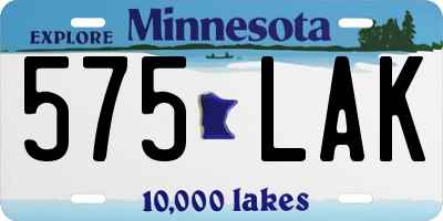 MN license plate 575LAK