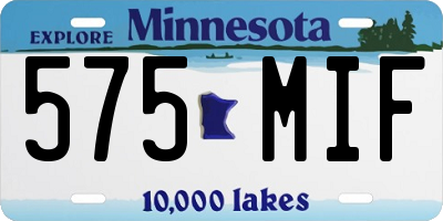 MN license plate 575MIF