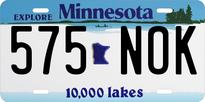 MN license plate 575NOK