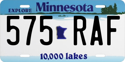 MN license plate 575RAF