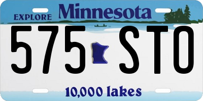 MN license plate 575STO