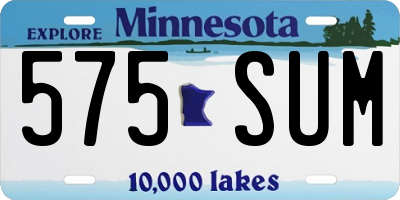 MN license plate 575SUM