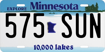 MN license plate 575SUN