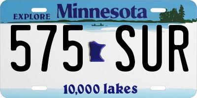 MN license plate 575SUR
