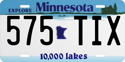 MN license plate 575TIX