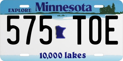 MN license plate 575TOE