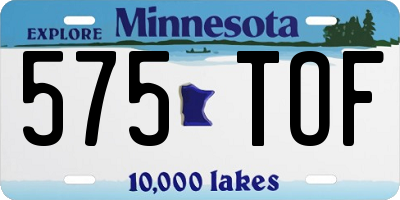 MN license plate 575TOF