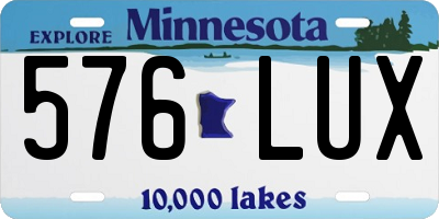 MN license plate 576LUX