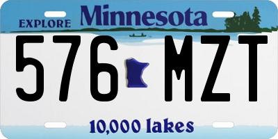 MN license plate 576MZT