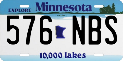 MN license plate 576NBS