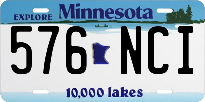 MN license plate 576NCI