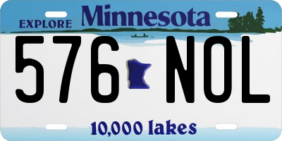 MN license plate 576NOL