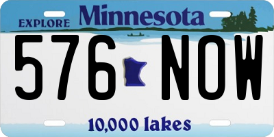 MN license plate 576NOW