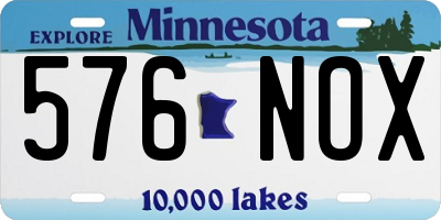 MN license plate 576NOX