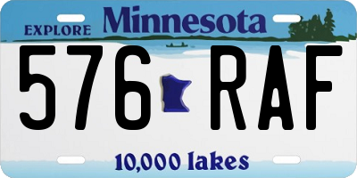 MN license plate 576RAF