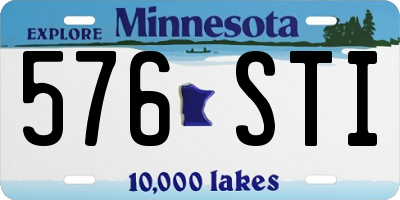 MN license plate 576STI