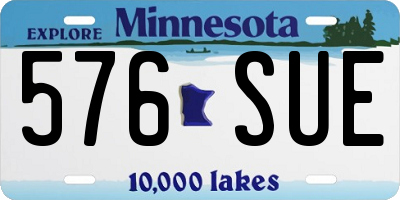 MN license plate 576SUE