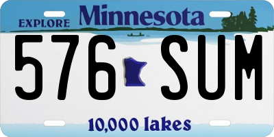 MN license plate 576SUM